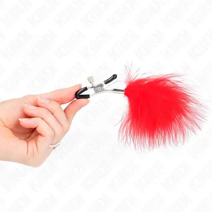Nipple clamps KINK Feather Nipple Clamp — red 7 cm Photo 4