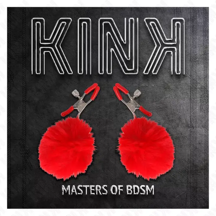 Krūšu spīles KINK — Kažokādas bumbiņa, sarkana 6 cm Photo 5