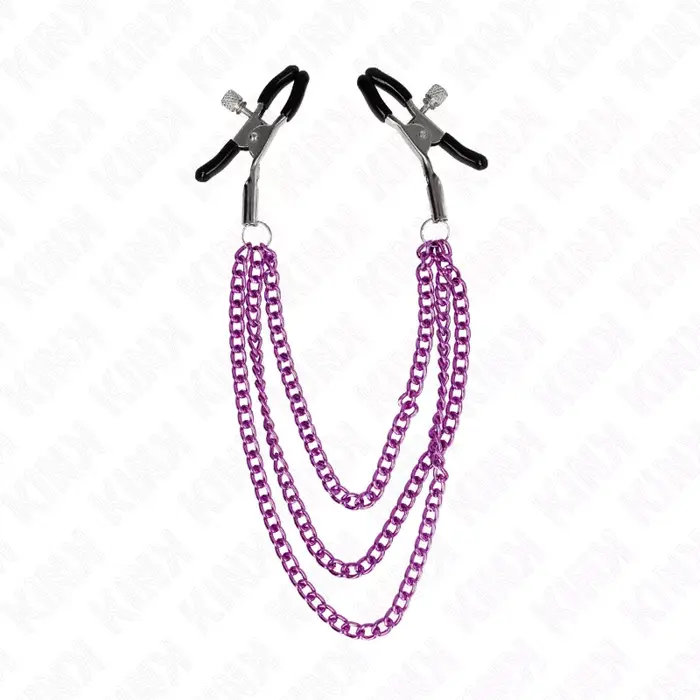 Nipple clamps KINK with 3 chains — purple Photo 2