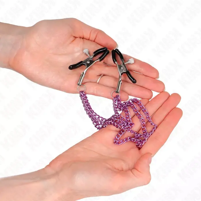 Nipple clamps KINK with 3 chains — purple Photo 3