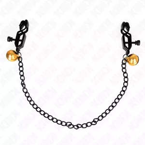 Зажимы для сосков KINK Flat Chain с колокольчиком, регулируемые плоские зажимы и серебристая цепочка 30 см