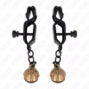 Зажимы для сосков KINK Bell Jaw style, чёрные, 7 см, металлические с регулируемым давлением