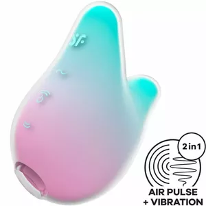 Stimulators un vibrators SATISFYER Mermaid Vibes, minti un rozā — divu funkciju kompakts masieris