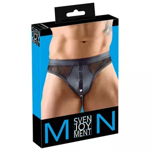 Трусы-стринг Svenjoyment Men’s Thong 3XL — размер 3XL, чёрные, эластичная смесь материалов, клапан на кнопках