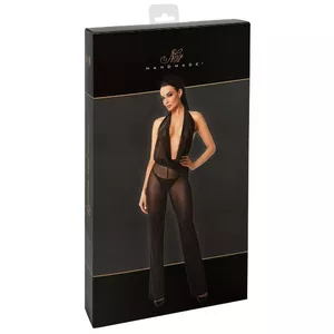 Боди-комбинезон Noir Jumpsuit Tulle L — тюль, размер L, чёрный, длинные штанины, халтер