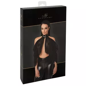 Болеро из тюля Noir Bolero Tulle XL — черное, размер XL, асимметричный кейп с открытыми плечами и чокером