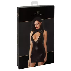 Женское кружевное мини-платье Noir Orgia XL — powerwetlook обтягивающее, без рукавов, вырезы, кружевные чашечки и чокер
