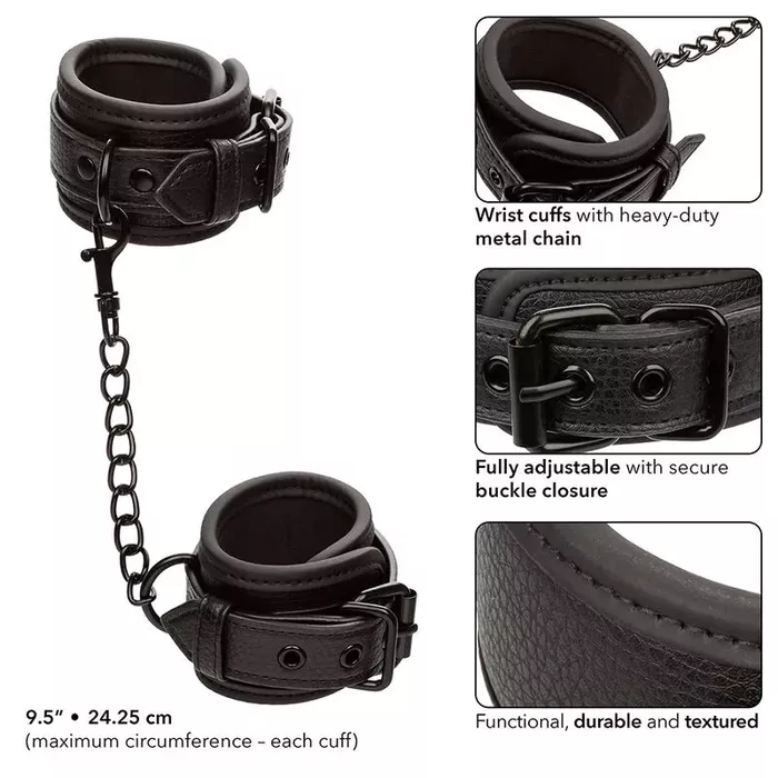 Leather wrist cuffs CalExotics Nocturnal — adjustable Photo 4