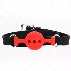Full silicone gag KINK COLLAR & GAG size S — 4 cm ball, 55×2 cm strap, adjustable 35–51 cm, red