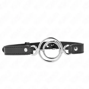 Gag with multiple O-rings, KINK COLLAR & GAG — central 5 cm ring, overall 63 x 2.5 cm, black