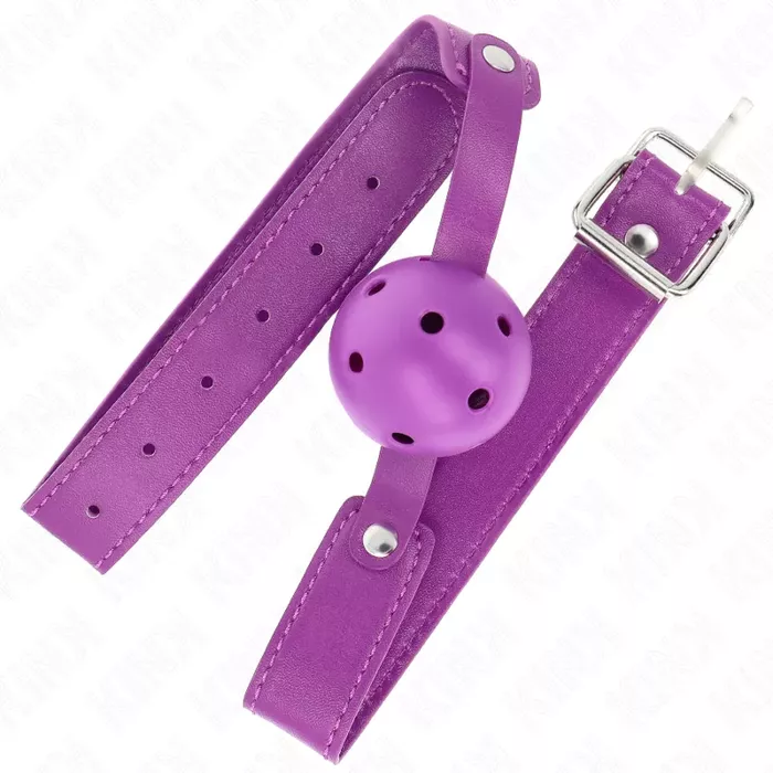 Gag ball KINK COLLAR & GAG Purple Breathable 4.5 cm Photo 2