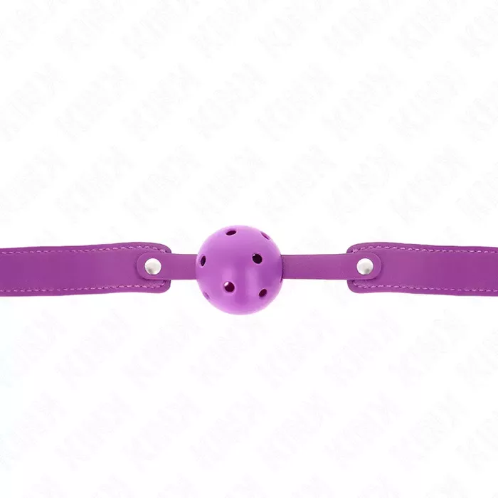 Gag ball KINK COLLAR & GAG Purple Breathable 4.5 cm Photo 3