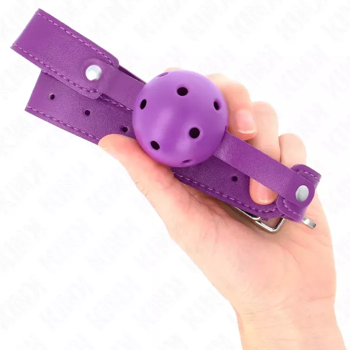Gag ball KINK COLLAR & GAG Purple Breathable 4.5 cm Photo 4