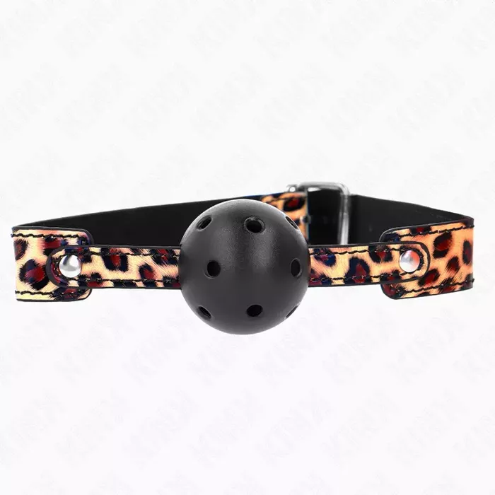 Elpojošs bumbiņas klyaps 4,5 cm — KINK COLLAR & GAG LEOPARD Photo 2