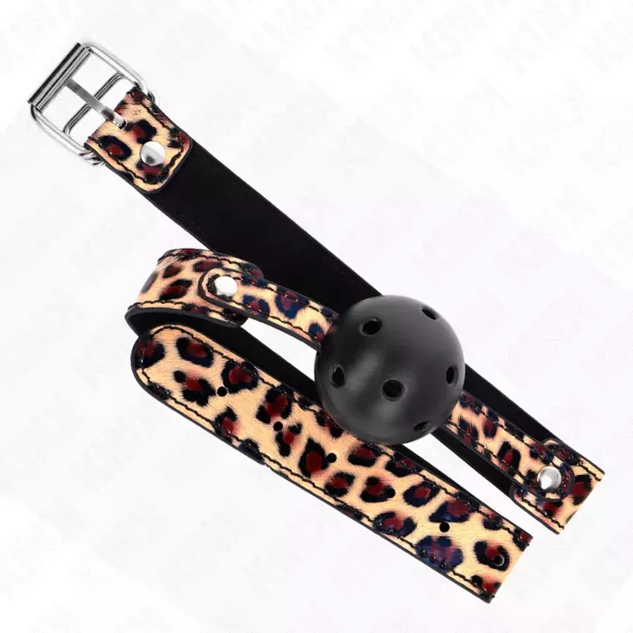 Elpojošs bumbiņas klyaps 4,5 cm — KINK COLLAR & GAG LEOPARD Photo 4