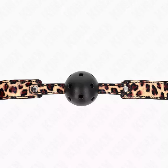 Elpojošs bumbiņas klyaps 4,5 cm — KINK COLLAR & GAG LEOPARD Photo 5
