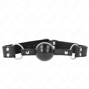 Ball gag KINK COLLAR & GAG — 4 cm silicone ball with leatherette strap 62×2.5 cm, adjustable 42–58 cm