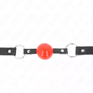 KINK Ball Gag 4 cm with Lock - Red Ball, Black Strap 60x2 cm, D-240866