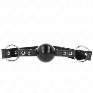 Ball gag KINK COLLAR & GAG — 4 cm ball with tip rivet and snap-lock, 65 x 2 cm adjustable strap