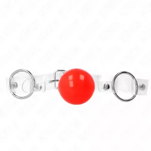 KINK Red Transparent PVC Ball Gag 4 cm Adjustable D-240876 Collar & Gag