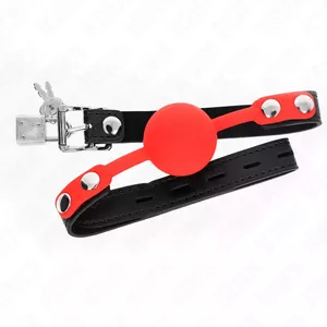 Silicone ball gag KINK COLLAR & GAG 4 cm ball with 60×2 cm adjustable strap and lock