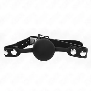 Silicone ball gag KINK COLLAR & GAG Model 1 — 4 cm ball, adjustable strap 60 x 2 cm, with lock