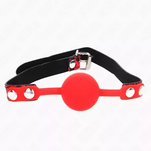 Ball gag KINK COLLAR & GAG silicone 4 cm with adjustable 60 x 2 cm strap, Model 2