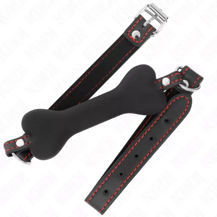 Gags KINK COLLAR & GAG Black Bone — 12 cm Photo 2