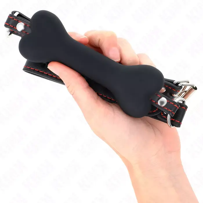 Gags KINK COLLAR & GAG Black Bone — 12 cm Photo 4