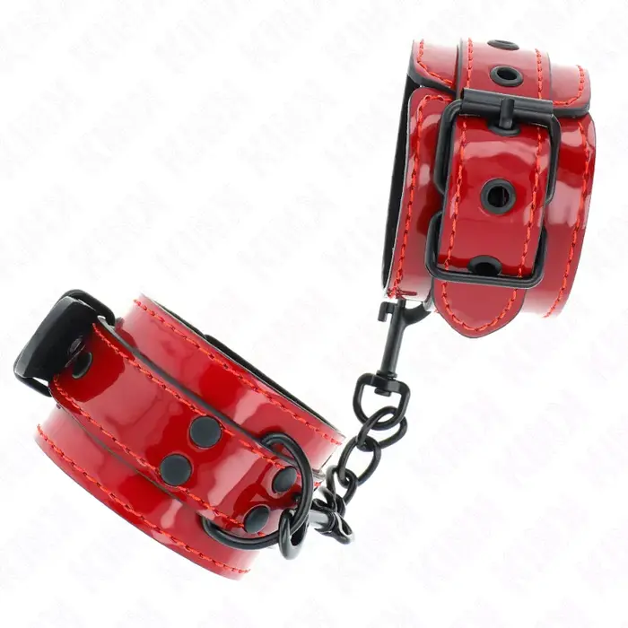 Wrist cuffs KINK WRIST RESTRAINT Dark red leather 23x5 cm Photo 2