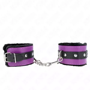 Wrist Restraints KINK Fur Lined Black with Purple Adjustable 17-29 cm x 6 cm