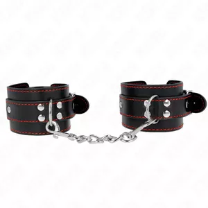 Rokas ierobežotājs KINK WRIST RESTRAINT regulējams ādas 20–28 cm × 5.5 cm melns ar sarkanu oderi