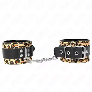Wrist restraint KINK WRIST RESTRAINT Leopard real leather adjustable 18–29 cm x 5.5 cm