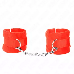 Rokudzelži KINK WRIST RESTRAINT sākuma līmeņa ar kažokādas oderi 30 x 7 cm, sarkani