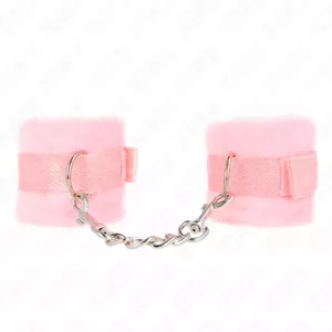 Fur handcuffs KINK WRIST RESTRAINT Beginner 30 x 7 cm pink — soft-lined wrist cuffs