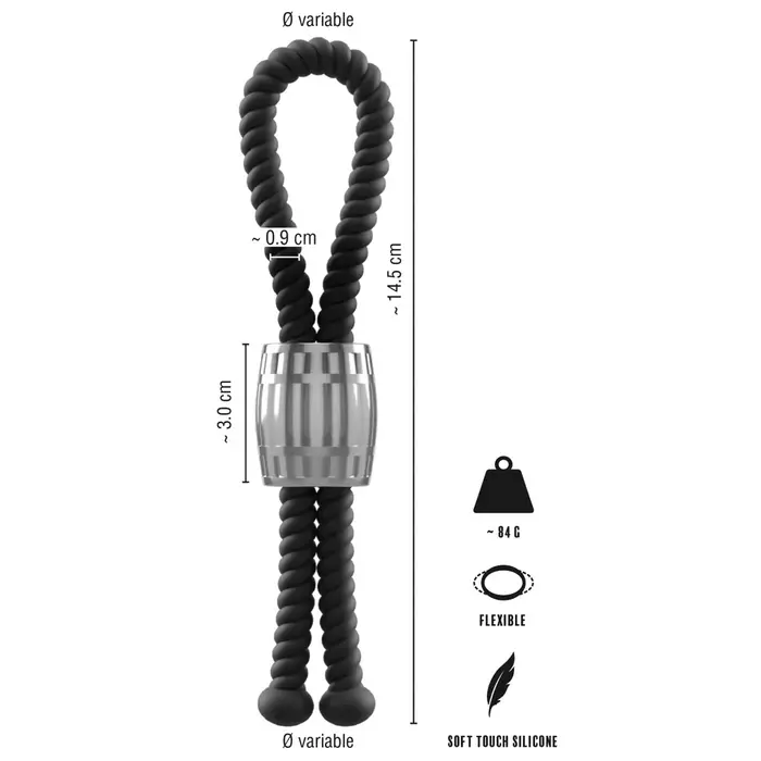 Rebel Heavy Rope cock strap — regulējama silikona cilpa Photo 9