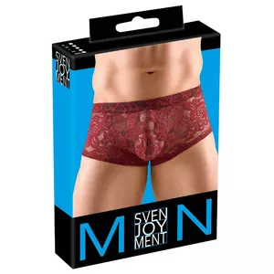 Мужские трусы Svenjoyment — размер L, тёмно‑красный цветочный кружевной, 90% полиамид 10% спандекс