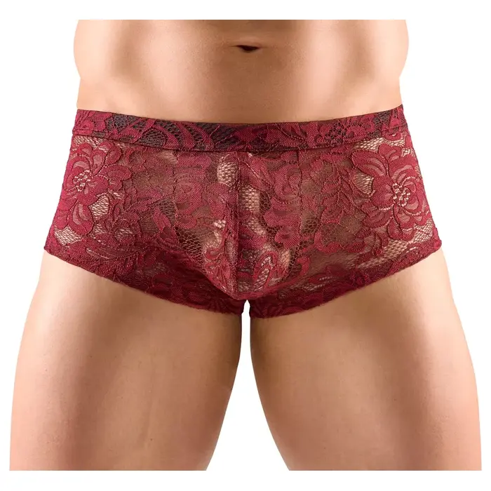 Vīriešu biksītes Svenjoyment 2XL — caurspīdīgas tumši sarkanas mežģīnes Photo 2