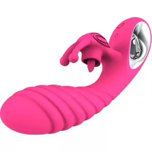 Divu efektu vibrators ARMONY FOR COUPLES VICKY Rabbit ar mēles stimulatoru un fuksijas krāsas gredzenu