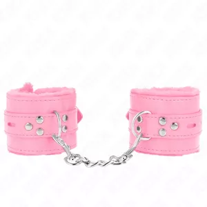Wrist restraints KINK WRIST RESTRAINT fur-lined, adjustable 17–29 cm × 6 cm with square holes, pink