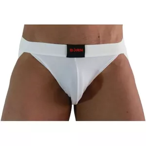 Jockstrap BURN 007 Lycra White, men's, size S — Lycra fabric, supportive front pouch, elastic waistbands