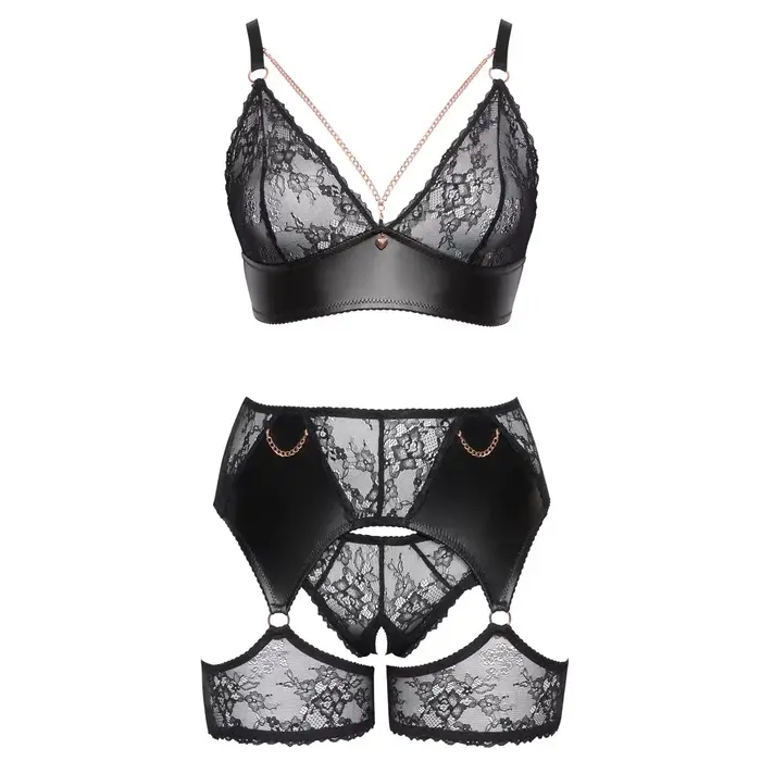 Cottelli Collection 3-piece set 3XL — bra, crotchless panty, garter Photo 8