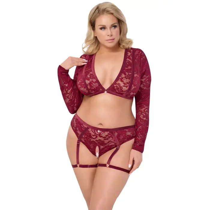 Комплект Cottelli Collection топ и трусики красный XL Photo 2