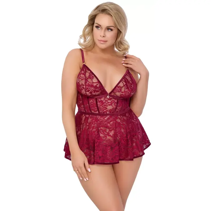 Cottelli Collection Babydoll sarkans 3XL Photo 2