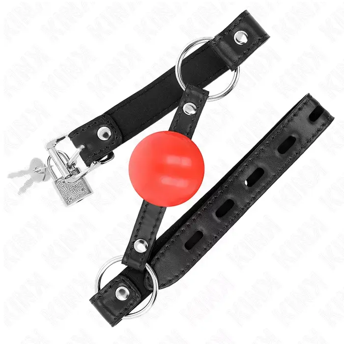 Gag KINK COLLAR & GAG Red TPE 4 cm ball Photo 2
