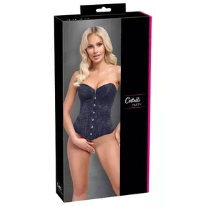 Korsete Cottelli Collection Corsage fabric XL melna — bez lencēm, pilna kausa korsete, izmērs XL, regulējamas lences, priekšējā āķa aizdare