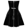 Dress Black Level vinyl flared strapless L Photo 8