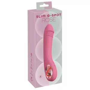 You2Toys Slim G-Spot Rose silicone vibrator — rechargeable, waterproof, 21.4 cm total, 13.5 cm insertion, Ø up to 3.6 cm