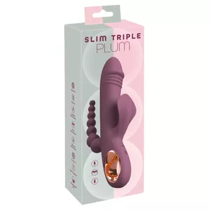 Вибратор You2Toys Slim Triple Plum — силиконовый, тройная стимуляция, водонепроницаемый, перезаряжаемый, 21,4 см