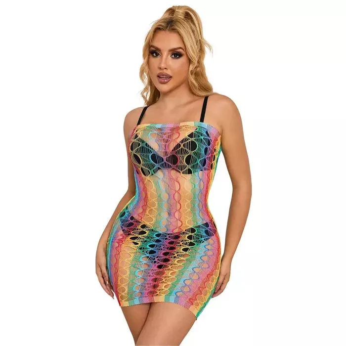 Bare-shoulder fishnet dress SUBBLIME 952365 Rainbow Photo 3